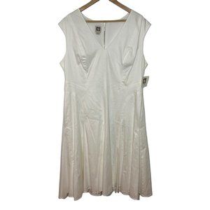 ANNE KLEIN White Summer Sun Dress sleeveless 16 NWT